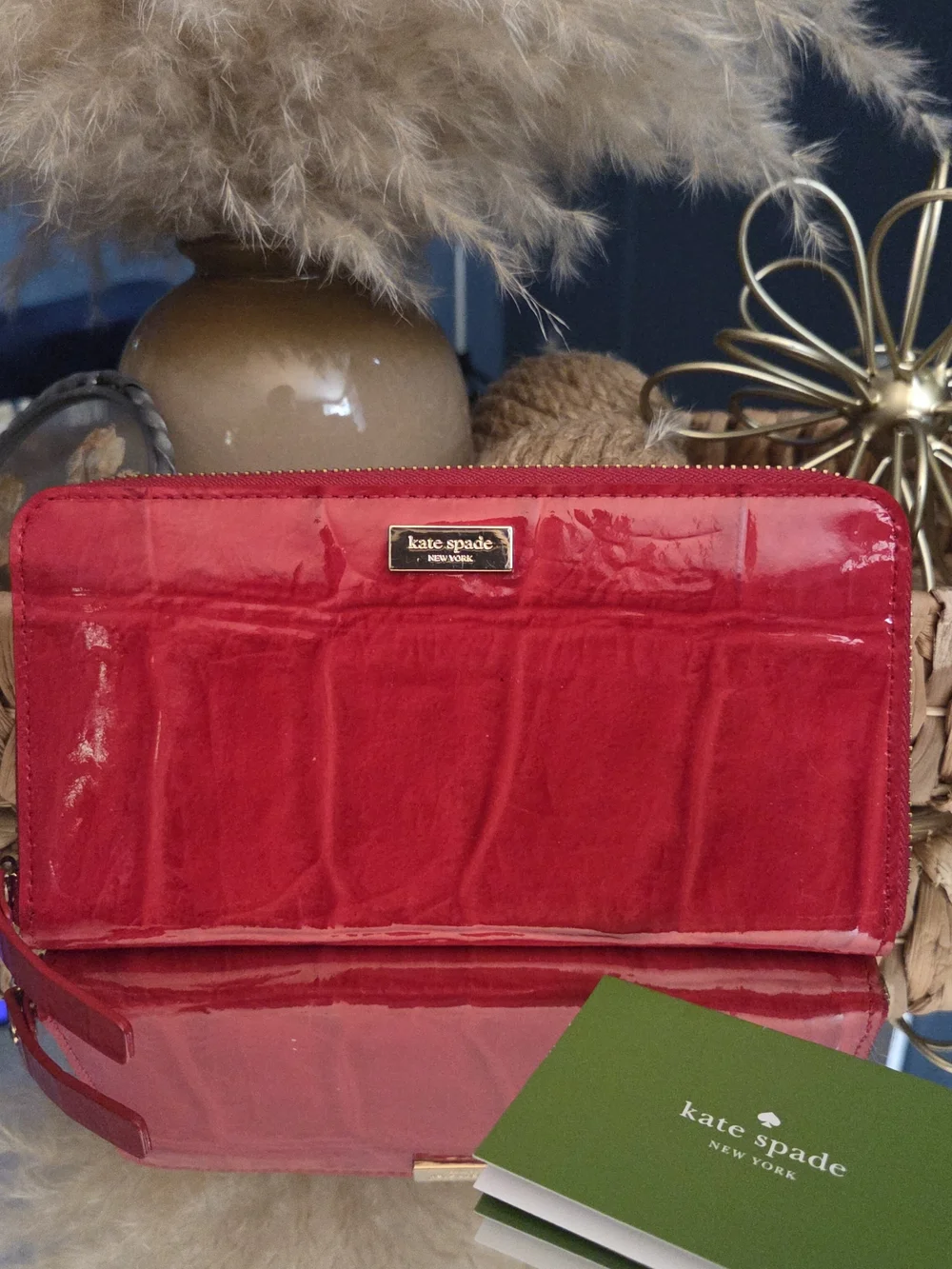 Kate Spade Knightsbridge Neda croc-embossed patent leather zip-around wallet